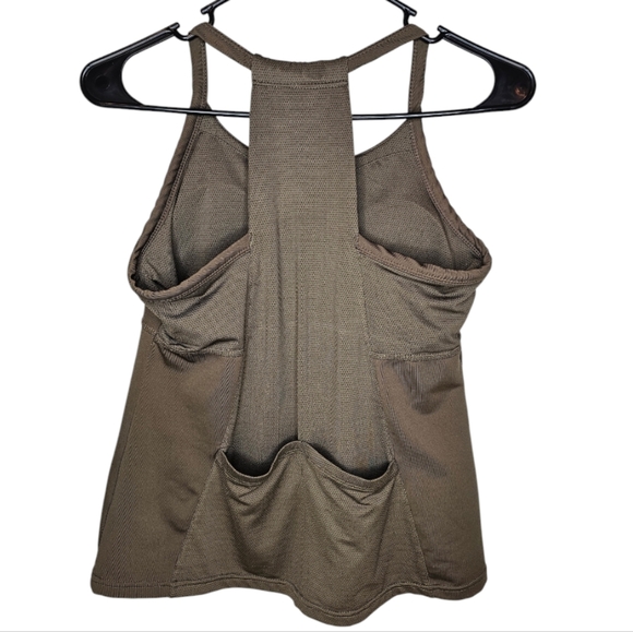 Athleta Racer Mesh Back Vented Tank w/ Built in Bra and 2 Back Pockets Med - Picture 6 of 7